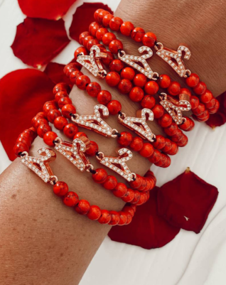 Red gemstone bead bracelet