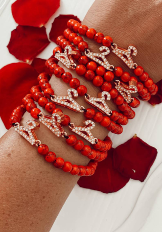 Red gemstone bead bracelet
