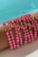 Pink gemstone bead bracelet
