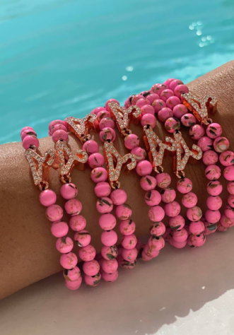 Pink gemstone bead bracelet
