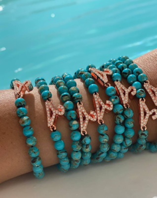 Gemstone bead bracelet - sea blue