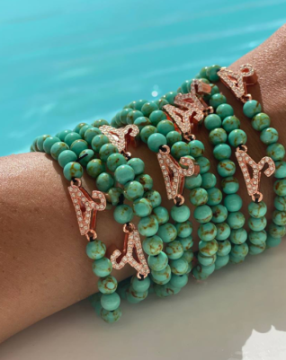 Green gemstone bead bracelet