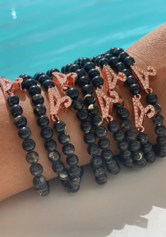 Black gemstone bead bracelet