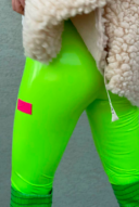 Glossy green shiny tights