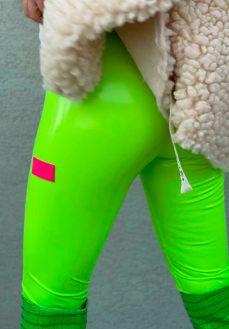 Glossy green shiny tights