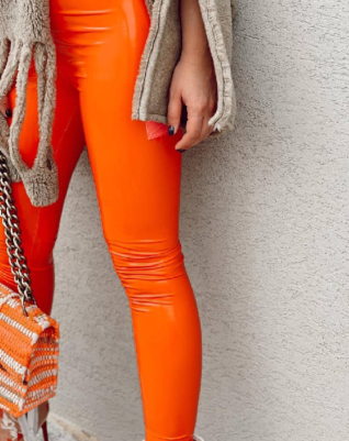 Orange glossy mast tights