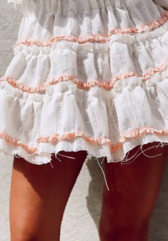 Peach linen skirt