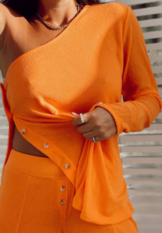 Basic one shoulder shirt - orange