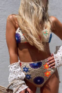 Shiny crochet boho bikini set - top and high bottom