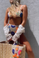 Shiny crochet boho bikini set - top and high bottom