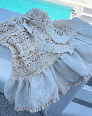 Linen crocheted mini skirt