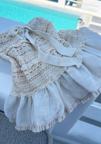 Linen crocheted mini skirt