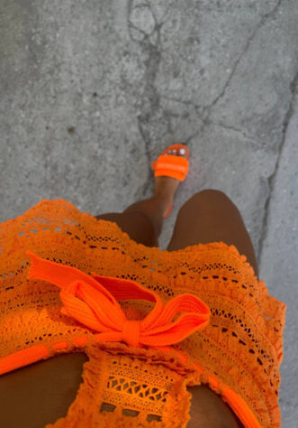Orange crocheted skirt