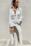 Isabella white buttoned set