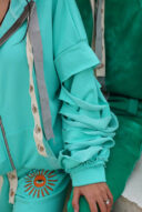 Sunny turquoise zipper rip hoodie