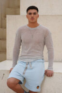 Men's light blue knit shorts