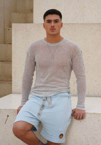 Men's light blue knit shorts